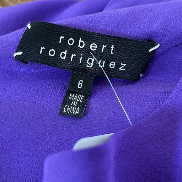 NEW Robert Rodriguez 6 Purple Sexy 100% Silk Blouse Gold‎ Sequin One Shoulder - Picture 13 of 13